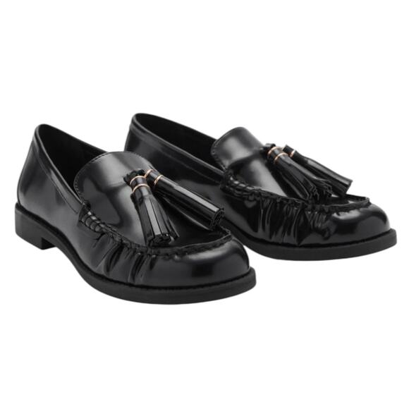 Mango Leather Slip On Loafer with Tassel Black Size 39/ 8.5 - Picture 2 of 12